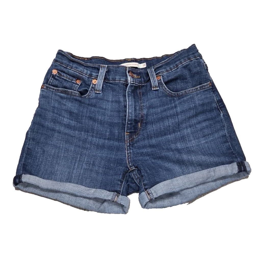 Vintage Levis mid length Shorts Women‎ 28 Blue Denim mid Rise USA Made A006102